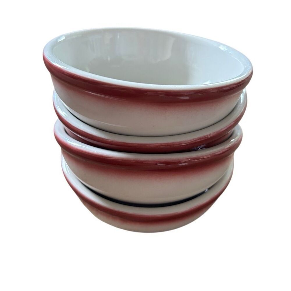 4 Shenango China 5” Red Striped Soup Bowls